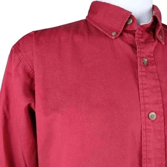Redhead Large Mens Red 100% Cotton Utility Workwear Oxford Button Up Long Sleeve - Picture 2 of 10